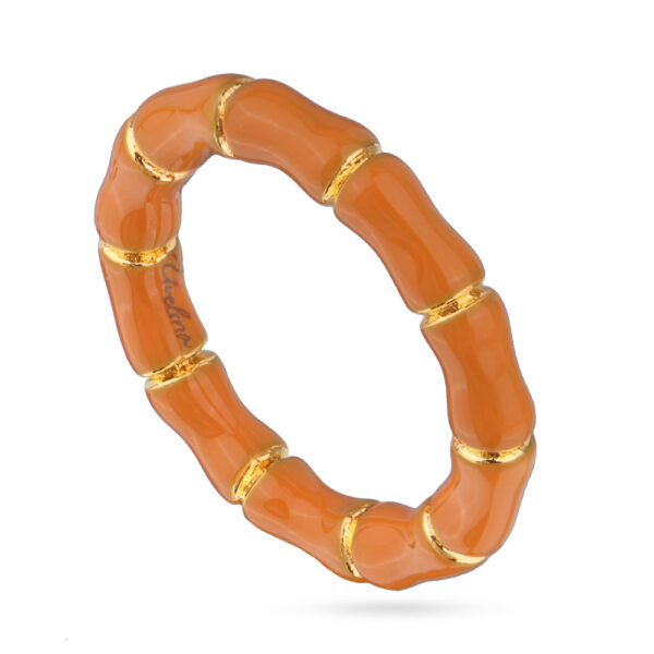 Кольцо Бамбук (эмаль оранжевая; покрытие золото)