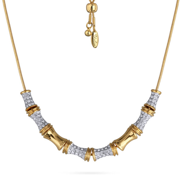 Колье Бамбук (кристаллы белые; покрытие золото, родий) 70см