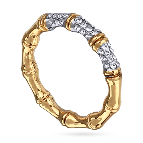 Кольцо Бамбук (кристаллы белые; покрытие золото, родий)