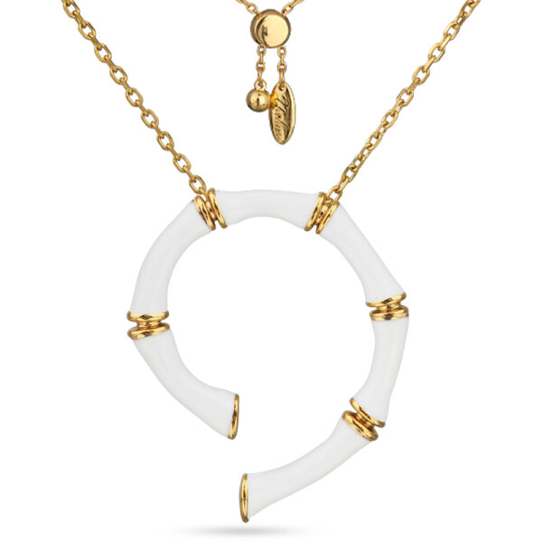 Кулон Бамбук (эмаль белая; покрытие золото) 70см