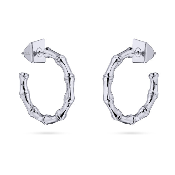 Серьги Бамбук (2.5см; покрытие родий)