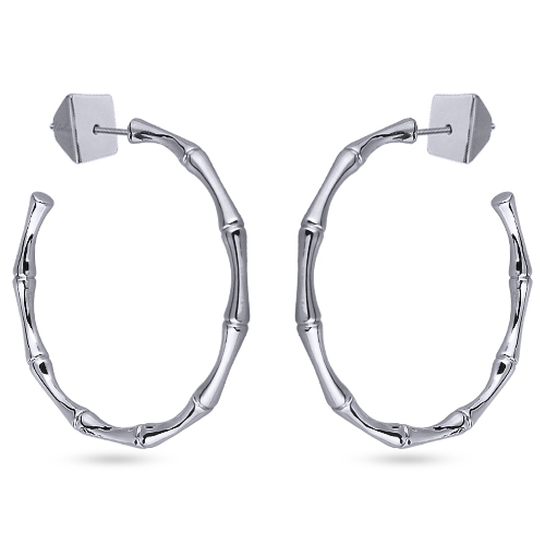 Серьги Бамбук (покрытие родий 5см)