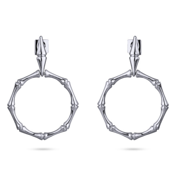 Серьги Бамбук (покрытие родий)