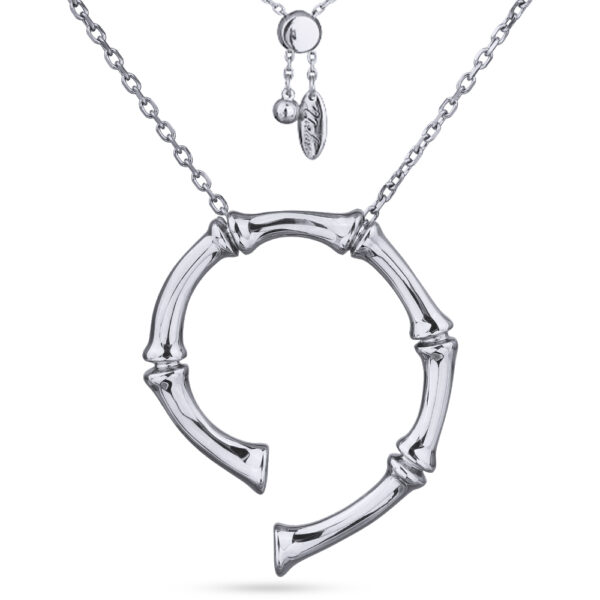 Кулон Бамбук (покрытие родий) 70см