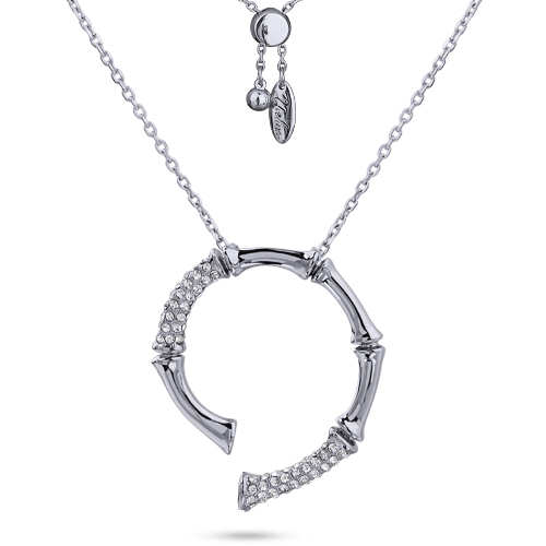 Кулон Бамбук (кристаллы белые; покрытие родий) 70см