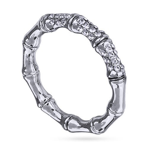 Кольцо Бамбук (кристаллы белые; покрытие родий)