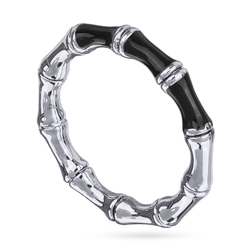 Кольцо Бамбук (эмаль черная; покрытие родий)