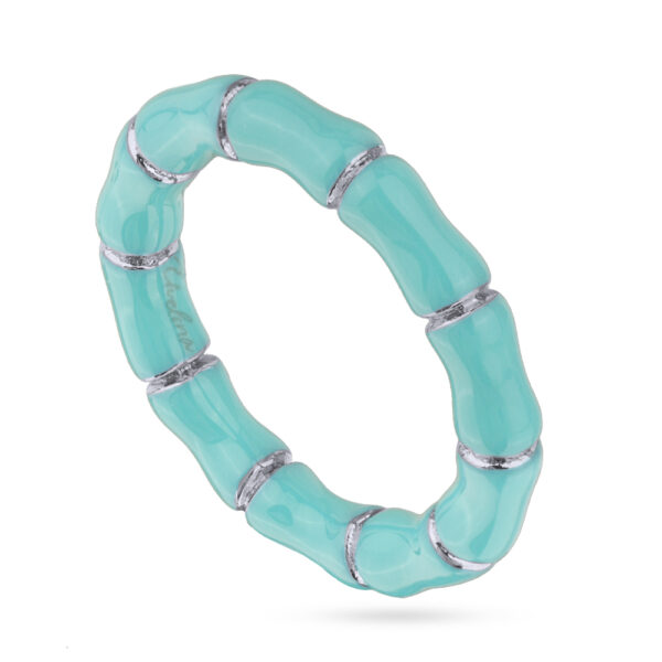 Кольцо Бамбук (эмаль морская свежесть; покрытие родий)