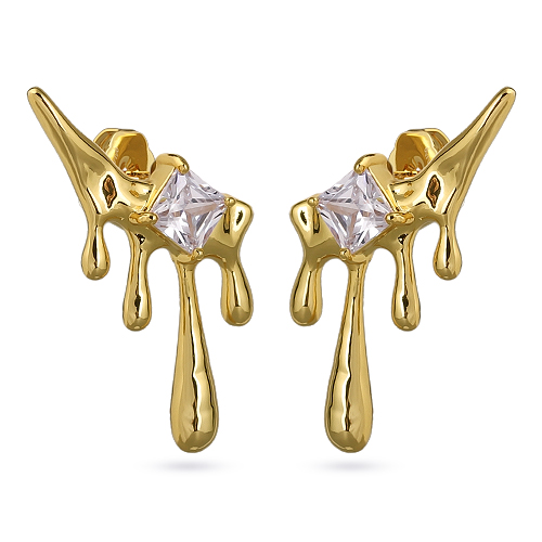 Серьги Оттепель (белый фианит; покрытие золото)