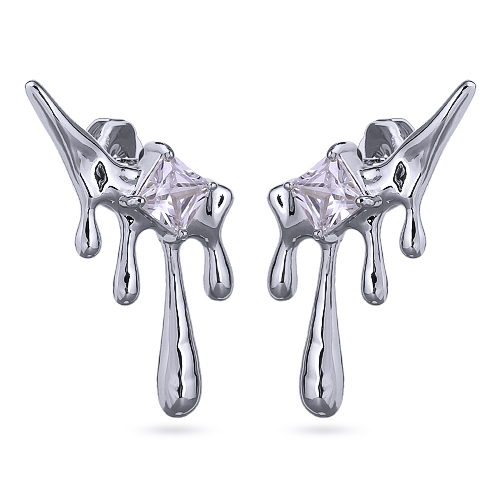 Серьги Оттепель (белый фианит; покрытие родий)