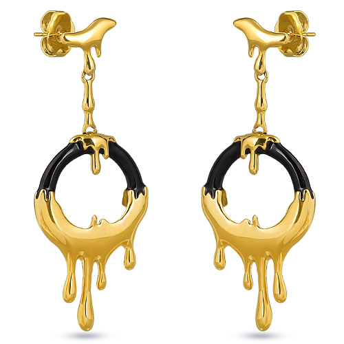 Серьги Оттепель (эмаль черная; покрытие золото)