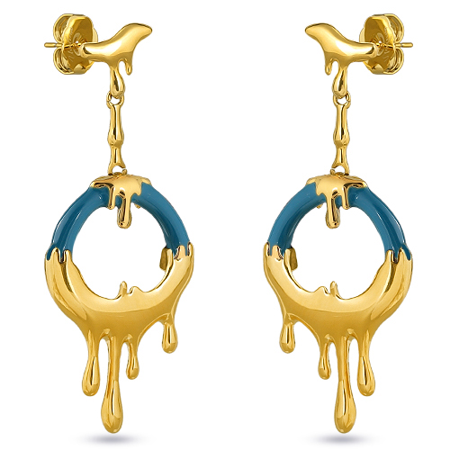 Серьги Оттепель (эмаль изумруд; покрытие золото)