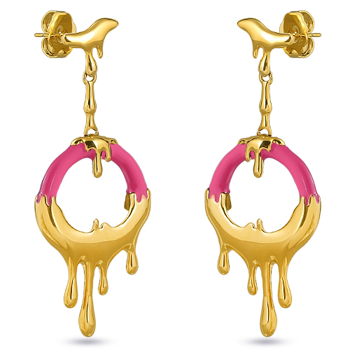 Серьги Оттепель (эмаль фуксия; покрытие золото)