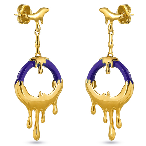 Серьги Оттепель (эмаль фиолетовая; покрытие золото)