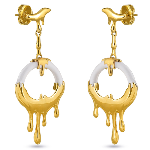 Серьги Оттепель (эмаль белая; покрытие золото)