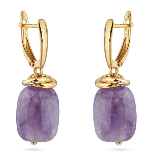 Серьги  (аметист фиолетовый 15мм;  покрытие золото)