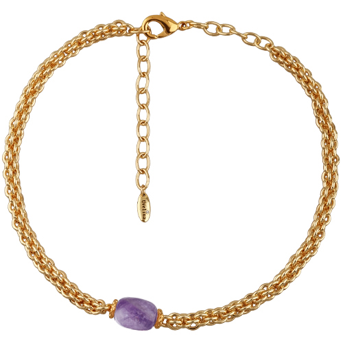 Колье (аметист фиолетовый 15мм; покрытие золото) 44-49см