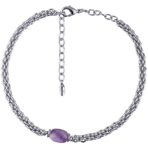 Колье (аметист фиолетовый 15мм; покрытие родий) 44-49см