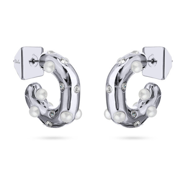 Серьги Просекко (Майорка, кристаллы SW белые; покрытие родий)