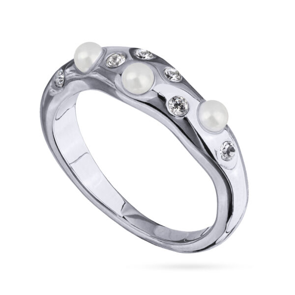 Кольцо Просекко (Майорка, кристаллы SW белые; покрытие родий)