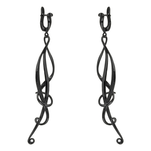 Серьги Узоры  (покрытие черный родий)