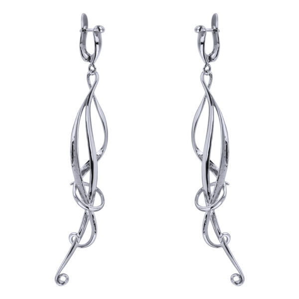 Серьги Узоры  (покрытие родий)