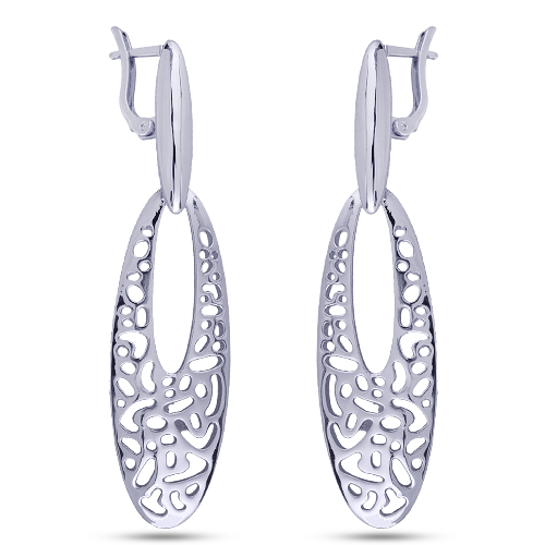 Серьги Узоры  (покрытие родий)