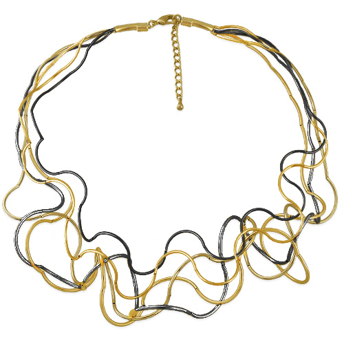 Колье Паутина (5 нитей; покрытие золото, черный родий) 55-60см