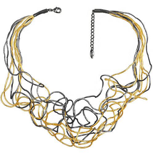 Колье Паутина (10 нитей; покрытие золото, черный родий) 55-60см
