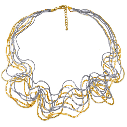 Колье Паутина (10 нитей; покрытие золото, родий) 55-60см