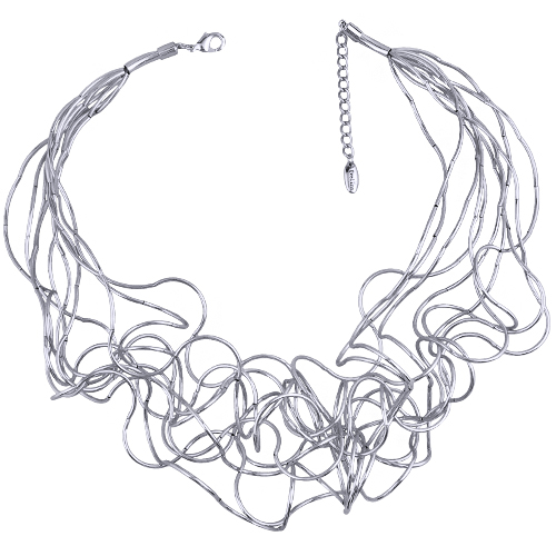 Колье Паутина (10 нитей; покрытие родий) 55-60см