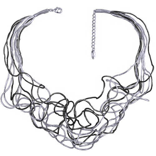 Колье Паутина (10 нитей; покрытие родий, черный родий) 55-60см