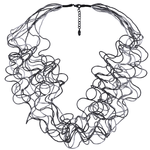 Колье Паутина (10 нитей; покрытие родий, черный родий) 90-95см