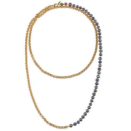 Колье (жемчуг бензиновый 6мм; покрытие золото) 140см