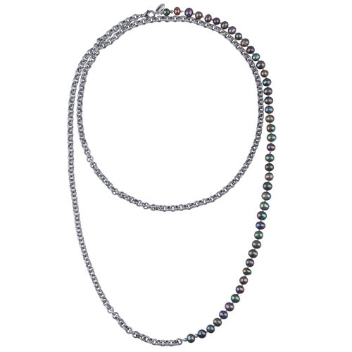 Колье (жемчуг бензиновый 6мм; покрытие родий) 140см