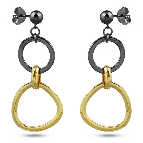 Серьги (покрытие золото, черный родий)