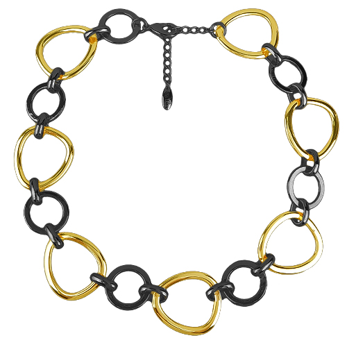 Колье (покрытие золото, черный родий) 55-60см