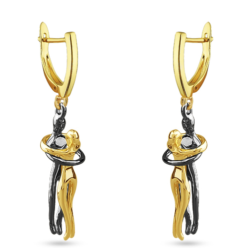 Серьги Объятия (покрытие золото, черный родий)