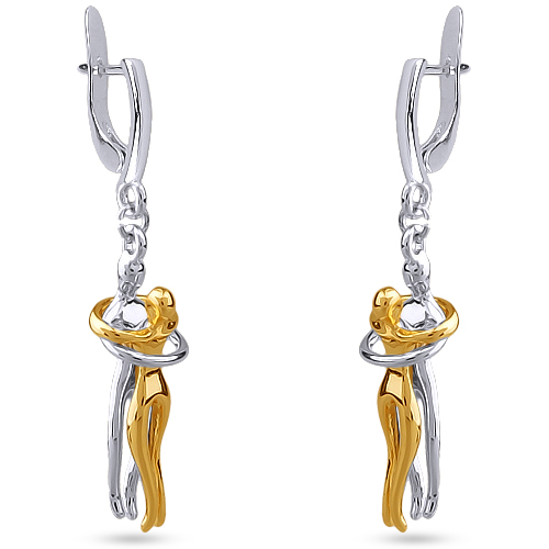 Серьги Объятия (покрытие золото, родий)