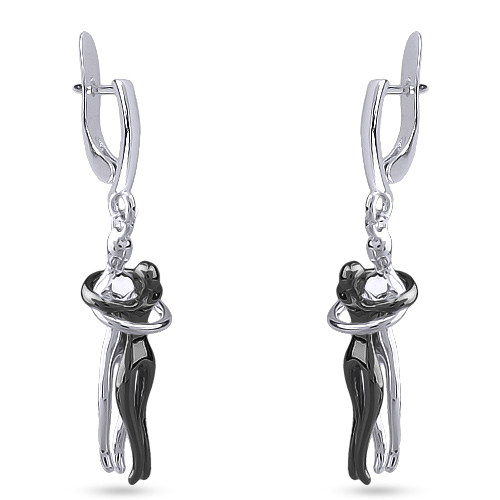 Серьги Объятия (покрытие родий, черный родий)