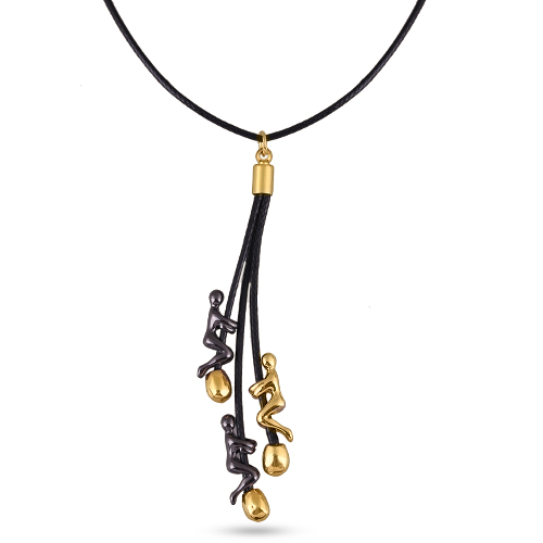 Кулон Объятия (покрытие золото, черный родий) 52-57см