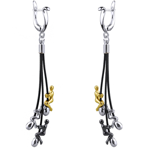 Серьги Объятия (покрытие золото, родий, черный родий)