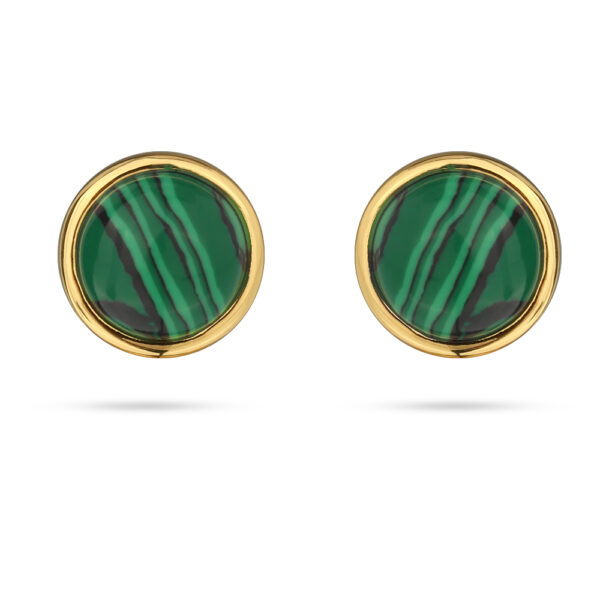 Пусеты Самоцветы  (малахит;  покрытие золото)