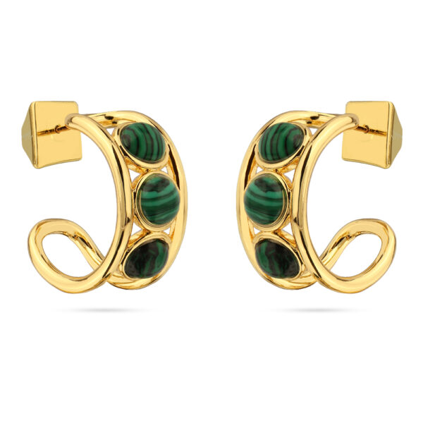 Серьги Самоцветы (малахит; покрытие золото)
