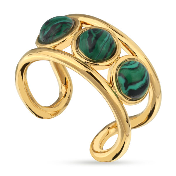 Кольцо Самоцветы (малахит; покрытие золото)