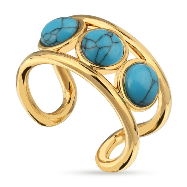 Кольцо Самоцветы (бирюза; покрытие золото)