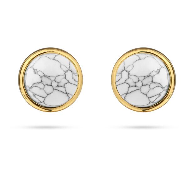 Пусеты Самоцветы  (бирюза белая;  покрытие золото)