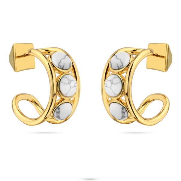 Серьги Самоцветы (бирюза белая; покрытие золото)