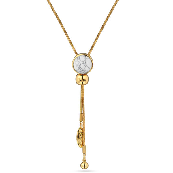 Колье Самоцветы (бирюза белая; покрытие золото) 90см