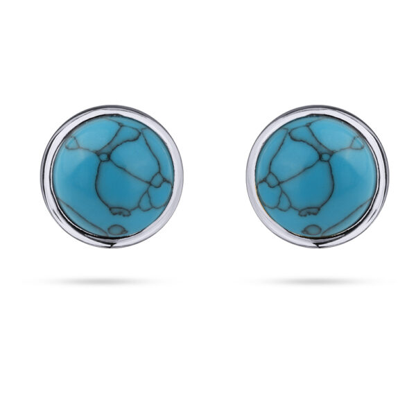 Пусеты Самоцветы  (бирюза;  покрытие родий)